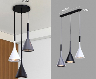 Foscarini Aplomb на 3 подвеса СерыйКруглая база  фото 1